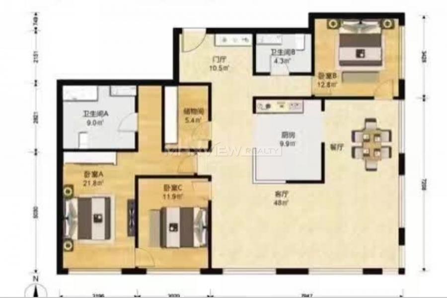 Beijing apartment for rent POP MOMA 4bedroom 291sqm ¥50,000 BJ0002406